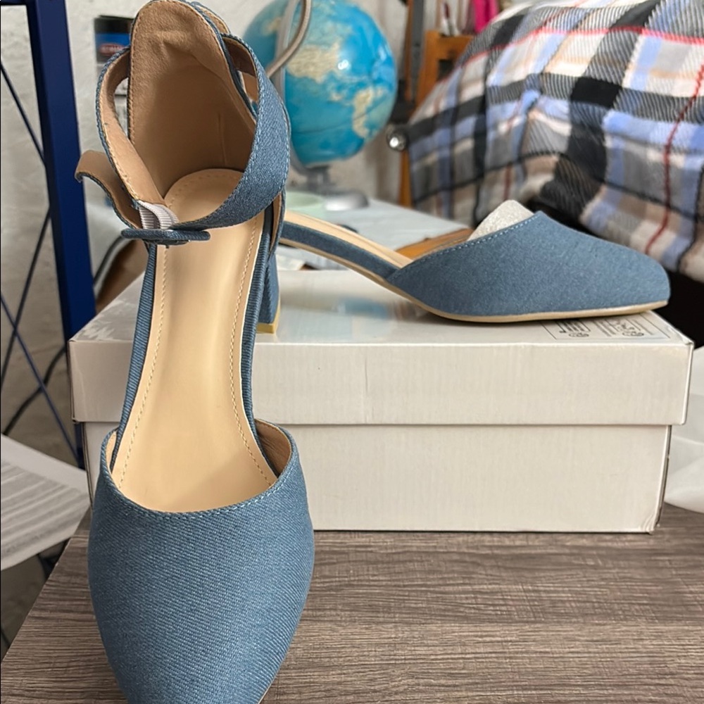 Classic Blue Heels with Ankle Strap